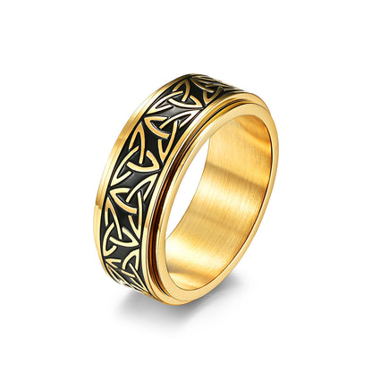Nordic Norwegian Viking Triangle Knot Rotatable Titanium Steel Ring for Men and Women Relaxing Finger Ring Hand Forged - Image 8