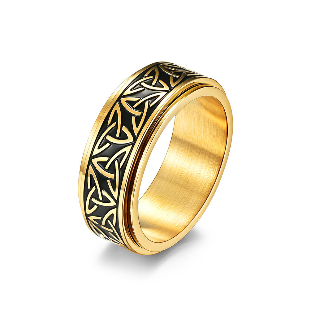 Nordic Norwegian Viking Triangle Knot Rotatable Titanium Steel Ring for Men and Women Relaxing Finger Ring Hand Forged - Image 9