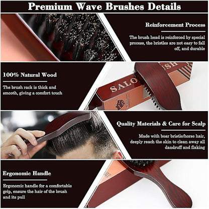 Boar Bristle Hair Brush for Men Women and Kids, 360 Wave Brush for Daily Use, Soft Natural Bristles - Image 3