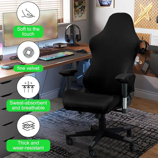 [QD] Gaming chair cover, with armrests, black stretchy chair cover, washable, for gaming chair, computer chair, swivel chair - Image 2