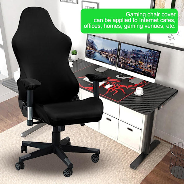 [QD] Gaming chair cover, with armrests, black stretchy chair cover, washable, for gaming chair, computer chair, swivel chair - Image 5