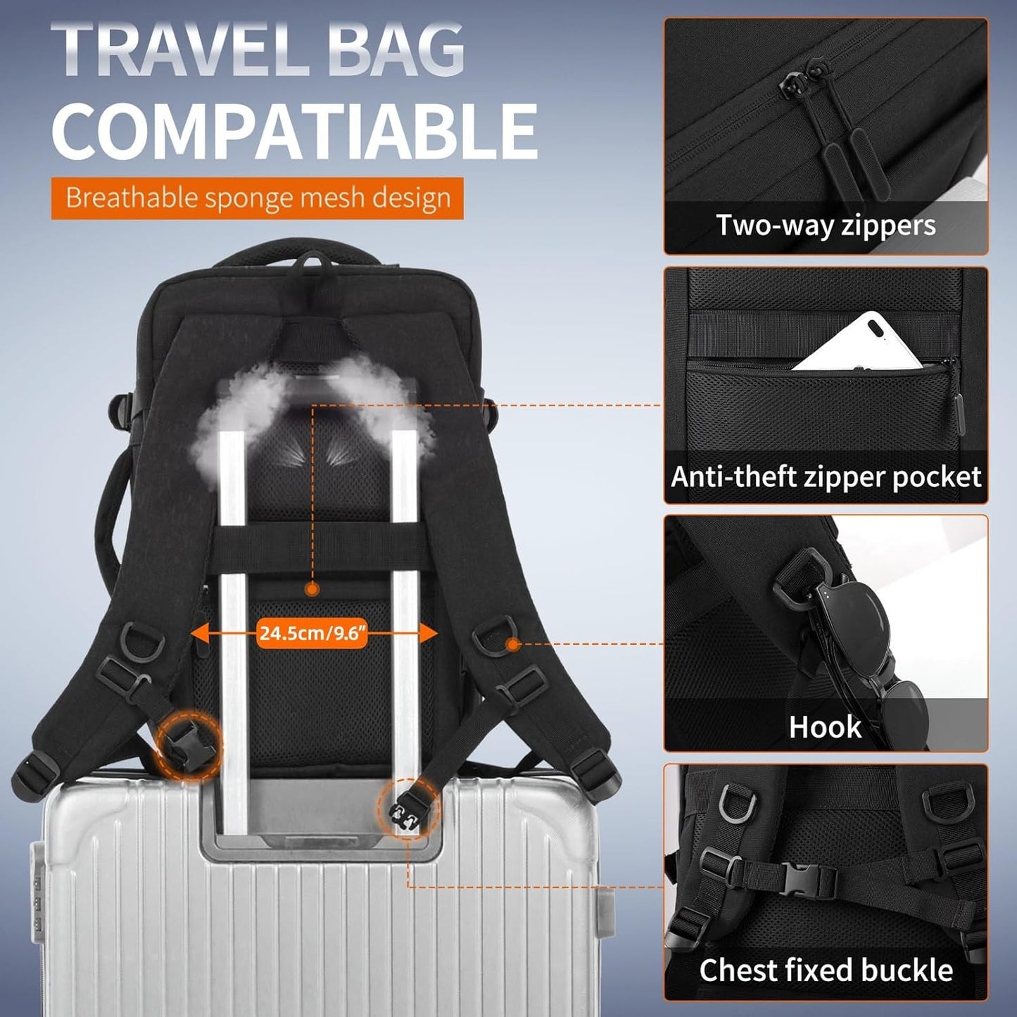 40x20x25 cm cabin bag backpack, ryanair cabin bag, cabin bag, travel backpack, laptop backpack for men and women-xindaren - Image 3