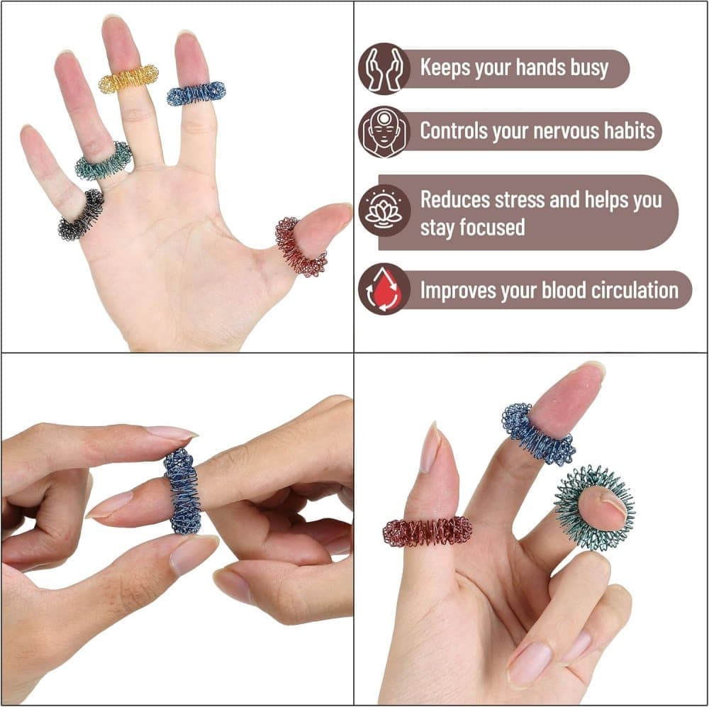 Fidget Stress Ring Sensory Toys for Anxiety and ADHD - 14 Pack Stress Rings - Image 3