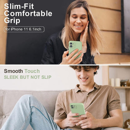 iPhone 11 Case 6.1 Inch Liquid Silicone Square Edges Camera Protection Soft Anti-Scratch Microfiber Lining Matcha Green Upgraded - Image 2