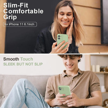iPhone 11 Case 6.1 Inch Liquid Silicone Square Edges Camera Protection Soft Anti-Scratch Microfiber Lining Matcha Green Upgraded - Image 2