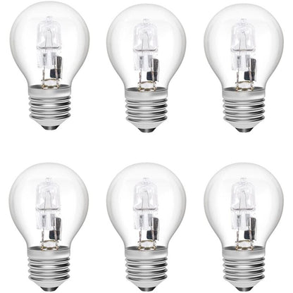 E27 Halogen Bulbs 6-Pack, 28W G45 Dimmable Warm White 2700K Golf Ball Clear Blub, Compatible with Chandeliers
