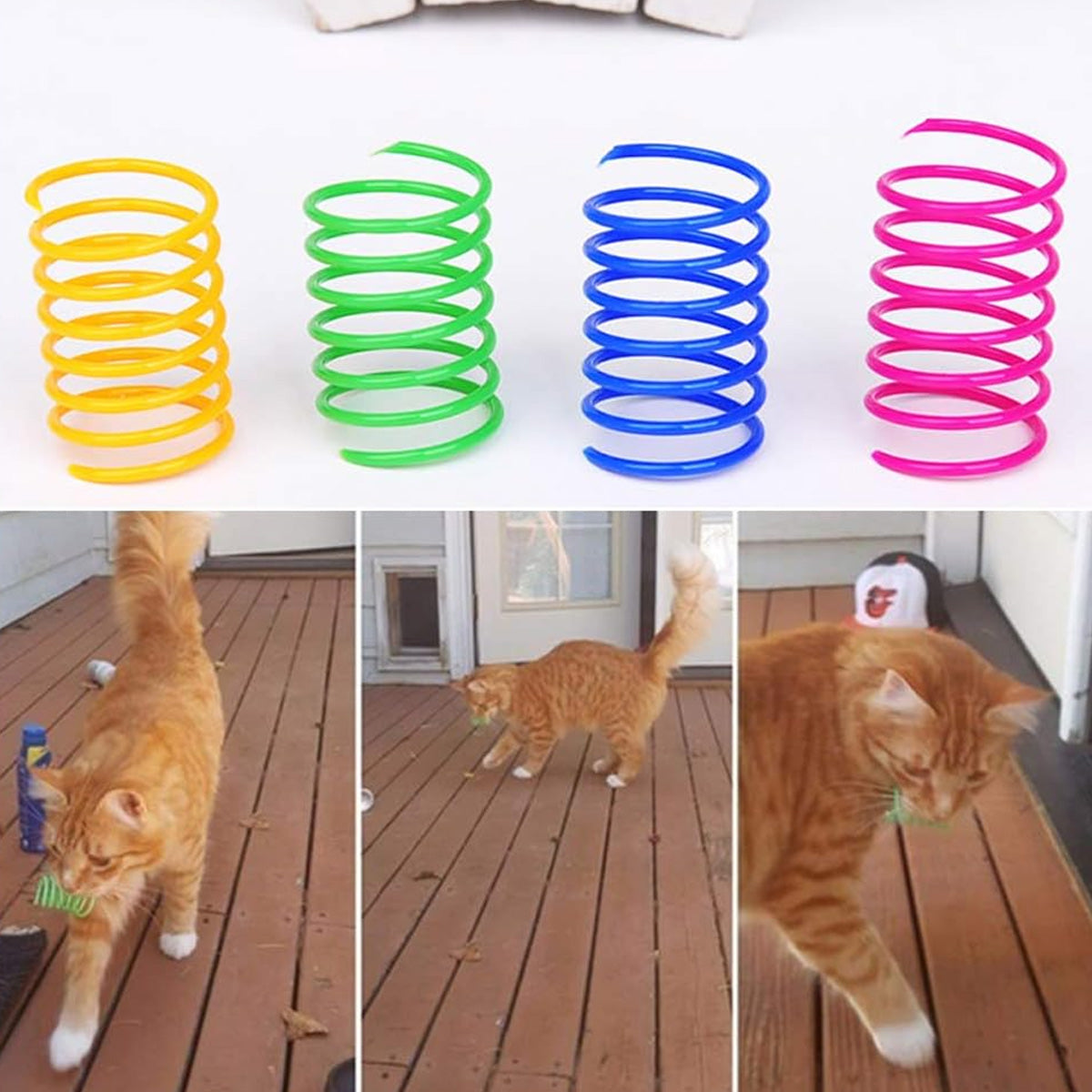 Cat Spiral Spring Toy, Interactive Durable Heavy Duty Plastic Colorful Spring Toy for Play - Image 4