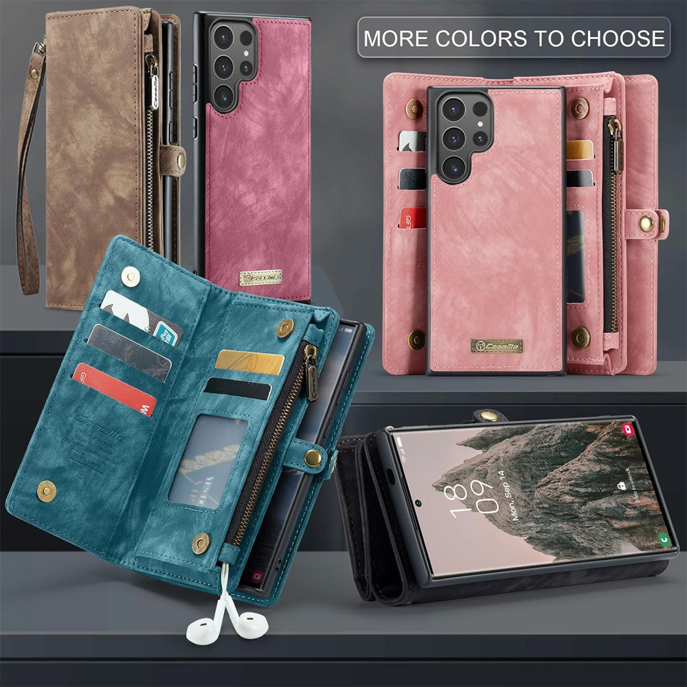 Compatible with Samsung Galaxy S25 Leather Magnetic Zipper Wallet Case 2-in-1 Detachable Flip Cover with Card Holder iPhone 16 Black - Image 7