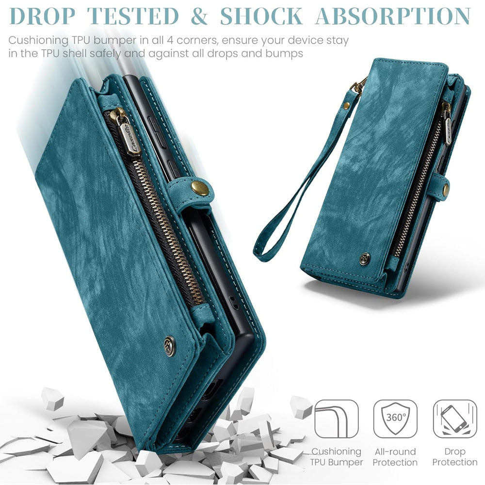 iPhone 16 Pro Max Leather Wallet Case with Magnetic Zipper, Detachable 2-in-1 Flip Cover with Card Holder Compatible with iPhone 16 Pro Max in Dark Pink - Image 6