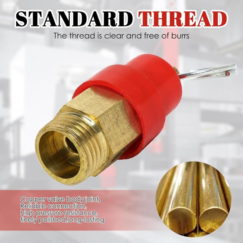 Air Compressor Safety Valve 115 PSI G1/4 Male Red Capsule 1pc Compatible with Various Brands - Image 3