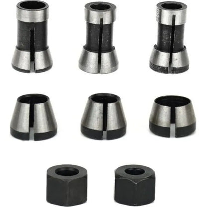 Router Collet Set of 6 - 6mm 6.35mm 8mm Countersunk Milling Chuck Collet Adapter