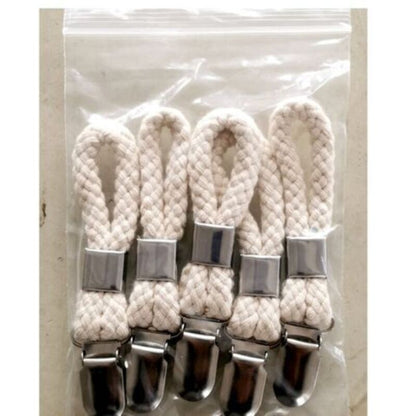 Metal Towel Clamps 5-Pack Kitchen Bathroom Towel Hooks with Braided Cotton Holder for Dishcloths - Image 4