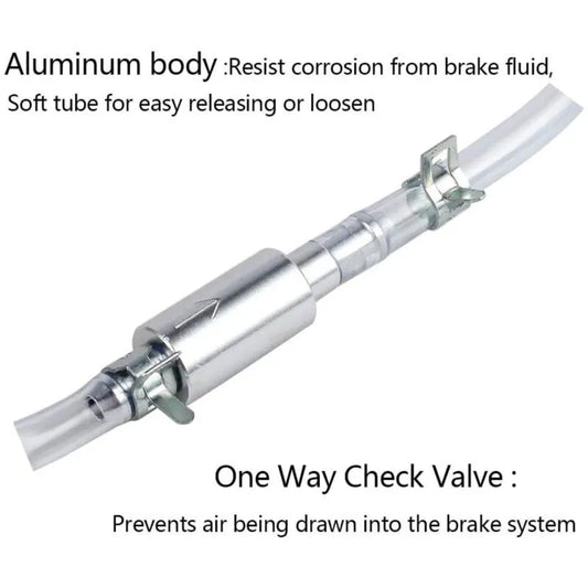 Brake Bleed Tool Set with Check Valve and Metal Hose Clamps Compatible with Vehicle Hydraulic Brake Systems Silver - Image 2