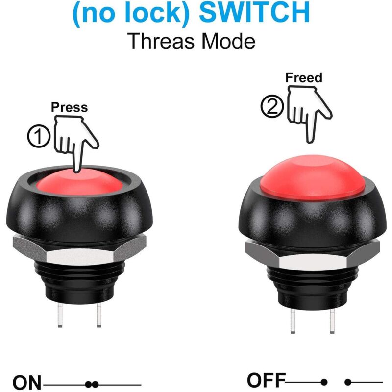 Waterproof Momentary Push Button Switch SPST 12mm ON/OFF Compatible with Car Horn PC Lamp Doorbell 12pcs 3A 3-230VAC - Image 4