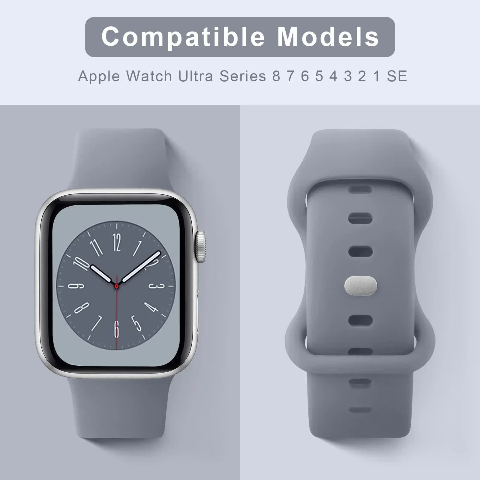 Soft Silicone Band for Compatible with Apple Watch Series 8 7 6 5 4 3 SE and Ultra, Apple, Smoky Purple, 38mm 40mm 41mm 42mm 44mm 45mm 49mm - Image 3