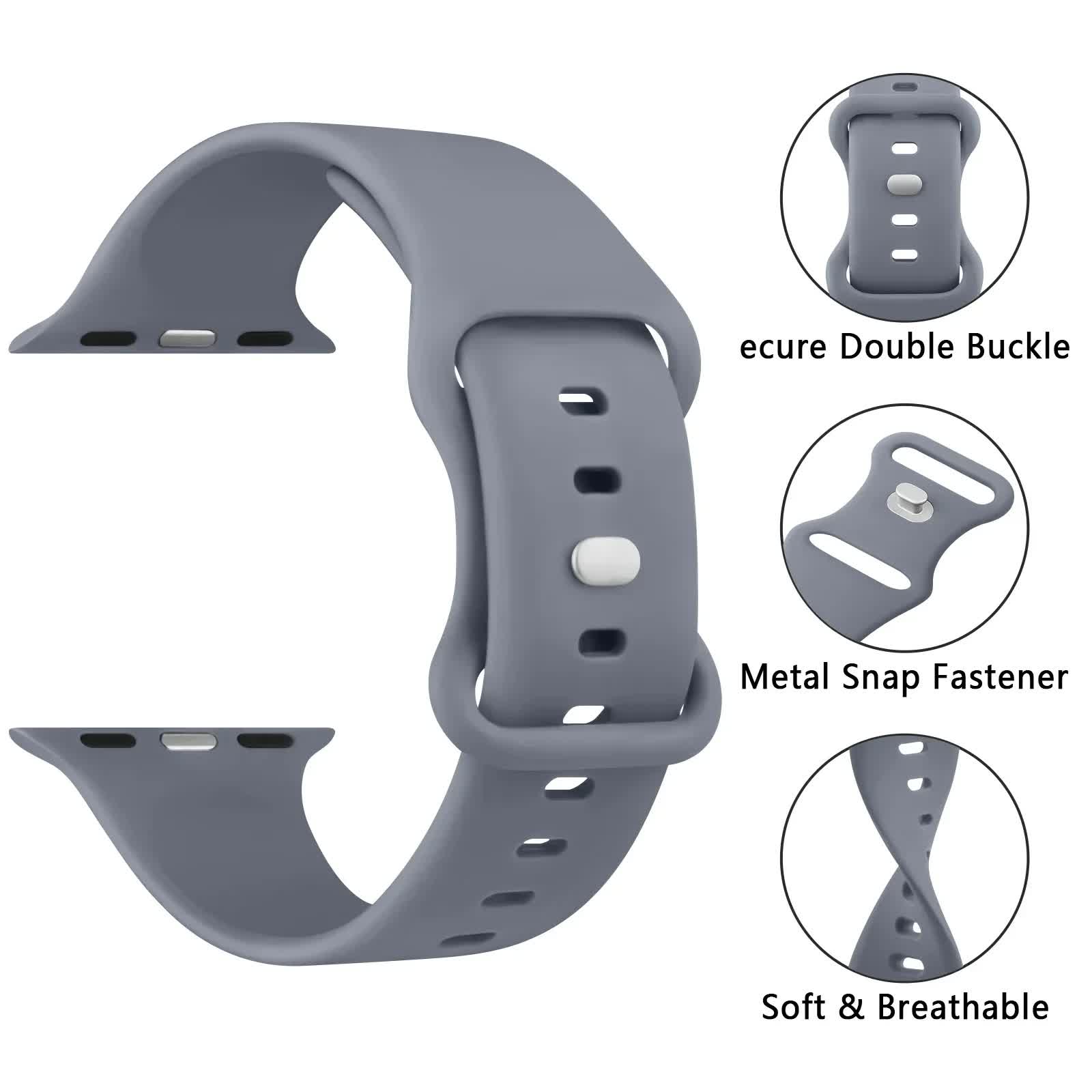 Soft Silicone Band for Compatible with Apple Watch Series 8 7 6 5 4 3 SE and Ultra, Apple, Smoky Purple, 38mm 40mm 41mm 42mm 44mm 45mm 49mm - Image 6