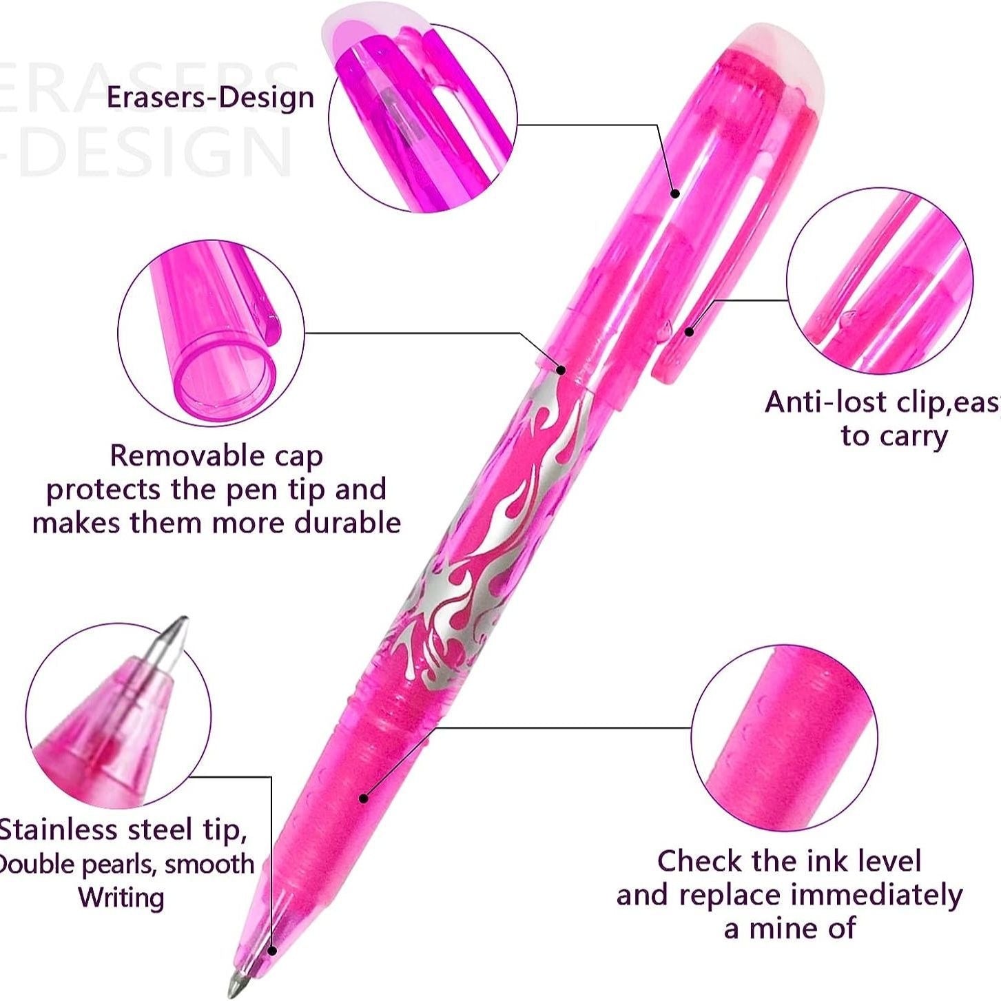 Erasable Ink Pens, Erasable Gel Ink Pens - 12-pack Multicolor multicolor - Image 3