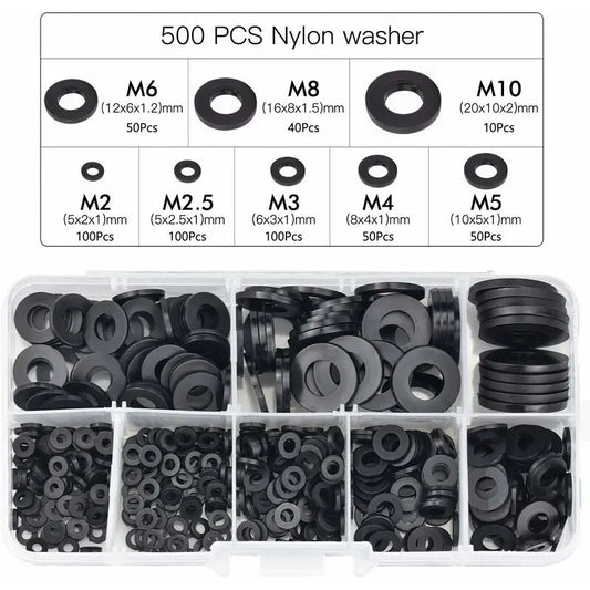 Black Plastic Lock Washers Fasteners Self-Locking Washer Assortment 500pcs M2.5 M3 M4 M5 M6 M8 M10