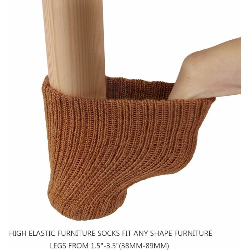 Non-Slip Knitted Furniture Socks for Chair Legs, 24 Pairs Brown, Prevents Scratches Reduces Noise, Easy to Move - Image 2