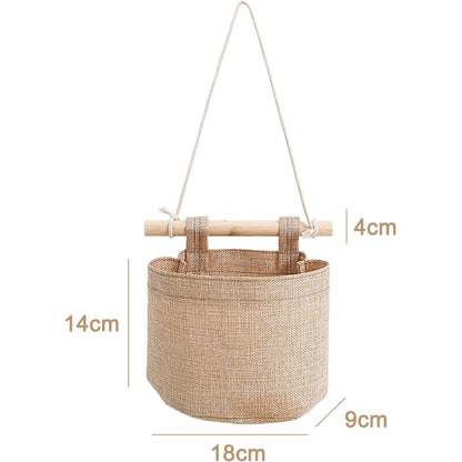 Hanging Storage Bag with Pockets 3 Layers Cotton Linen Canvas Hanging Storage Bag on Wall Door Organizer for Bedroom Bathroom - Image 4