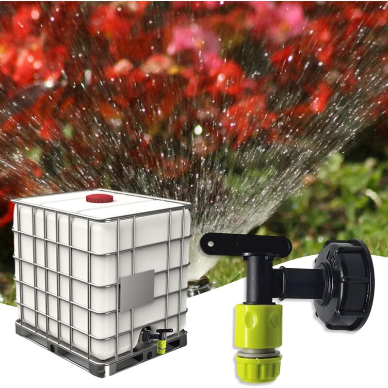 1000L Plastic Tank Faucet with Garden Hose Connector, IBC Tank Faucet Adapter, 3/4 Inch Thread Connection for Rainwater Collector, Fuel Tank - Image 5