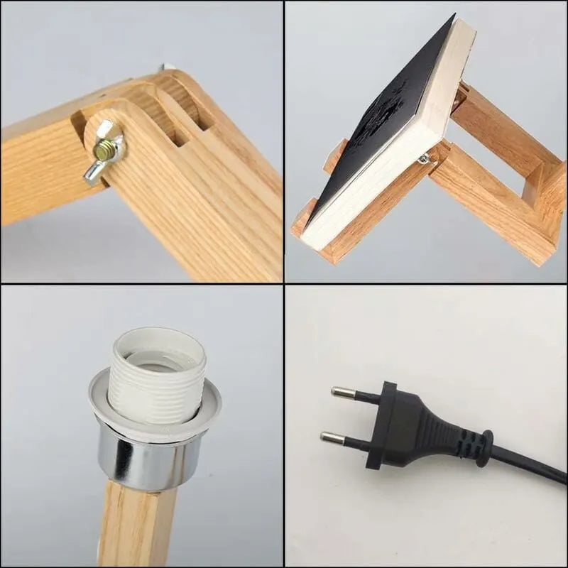 Creative Robot Desk Lamp, Adjustable Can Place Books Wooden Bedside Lamp with Fabric Lampshade E27 Screw for Decorative Lighting [Energy Class A] NPTERBL - Image 2