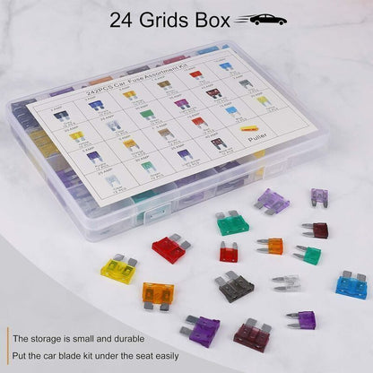 Car Fuse Auto Mini Fuses Assorted Kit 2A 3A 5A 7.5A 10A 15A 20A 25A 30A 35A 40A with Clip Storage Box 242 pcs, by DEBUNS - Image 2