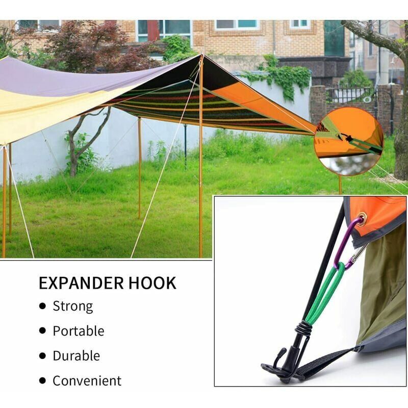Rubber Straps with Hooks 16 Pieces Green, for Camping Tents, Tarpaulins, and Awnings - Image 2