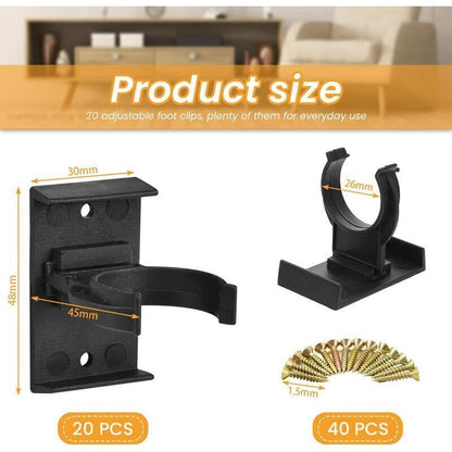DEBUNS Furniture Foot Fixing Clamp, 20 Pcs 28mm to 32mm Screwable Plinth Clamp with 40 Screws for Kitchen Kick Plate - Image 2