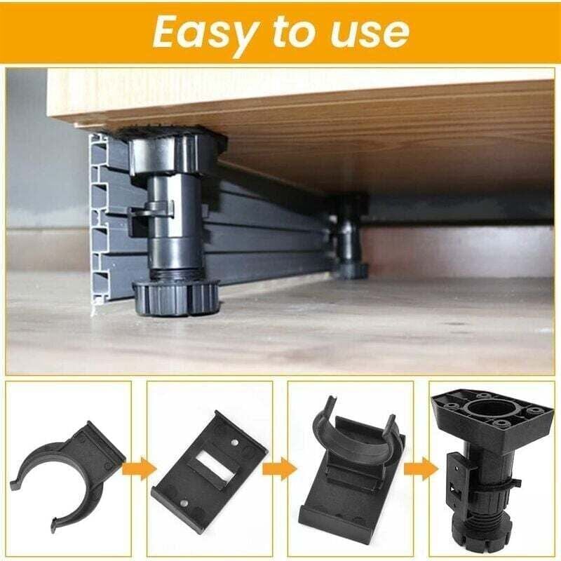 DEBUNS Furniture Foot Fixing Clamp, 20 Pcs 28mm to 32mm Screwable Plinth Clamp with 40 Screws for Kitchen Kick Plate - Image 4