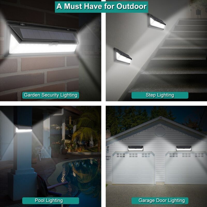 Solar Wall Light - 118 LED Solar Lamp 1000 Lumen Wall Light PIR Motion Sensor IP65 Waterproof Outdoor Garden..DEBUNS - Image 2