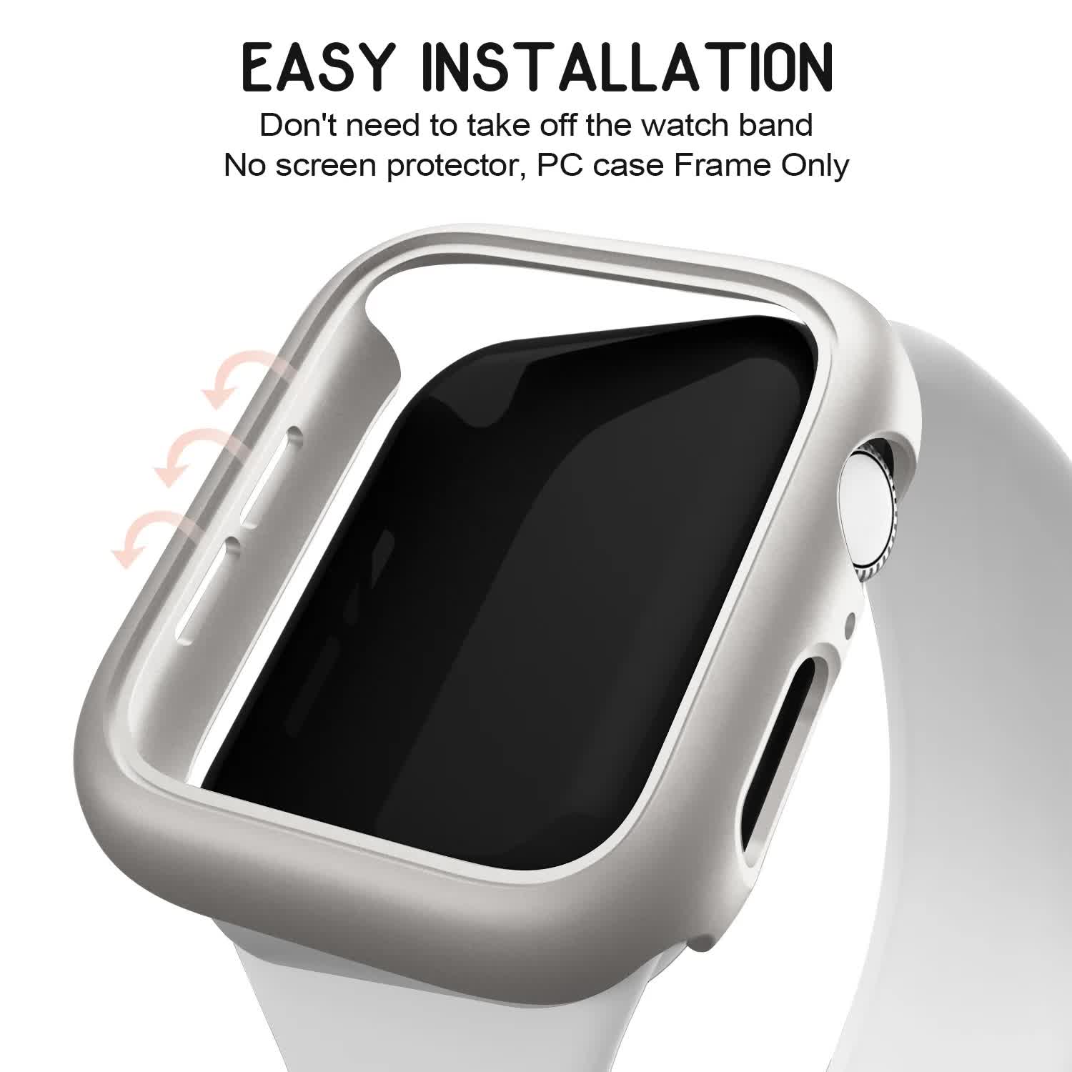 Hard PC Case for Compatible with Apple Watch 45mm 41mm 38mm 42mm 40mm 44mm iWatch SE Series 9 8 7 6 5 4 3 2 1 Matte Bumper Frame 3pcs - Image 5