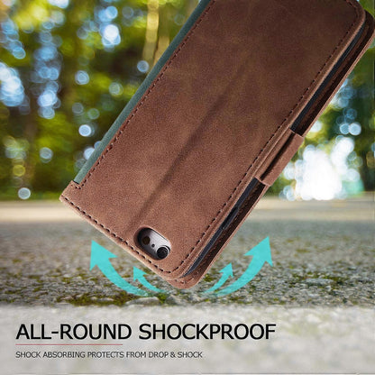 iPhone 16e Case with RFID Blocking Wallet and Stand, Leather Phone Case, Multicolor Green - Image 4