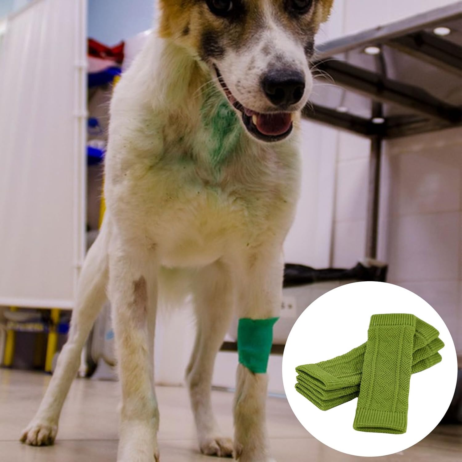 Dog Elbow Protector, 4 Dog Legs Knitted Socks, Dog Wound with Skin Friendly, Pet Leg Wound Protector, Dog Leg Warmer Wraps, Pet Elbow Protective Sleeve for Small Medium Dogs - Image 3