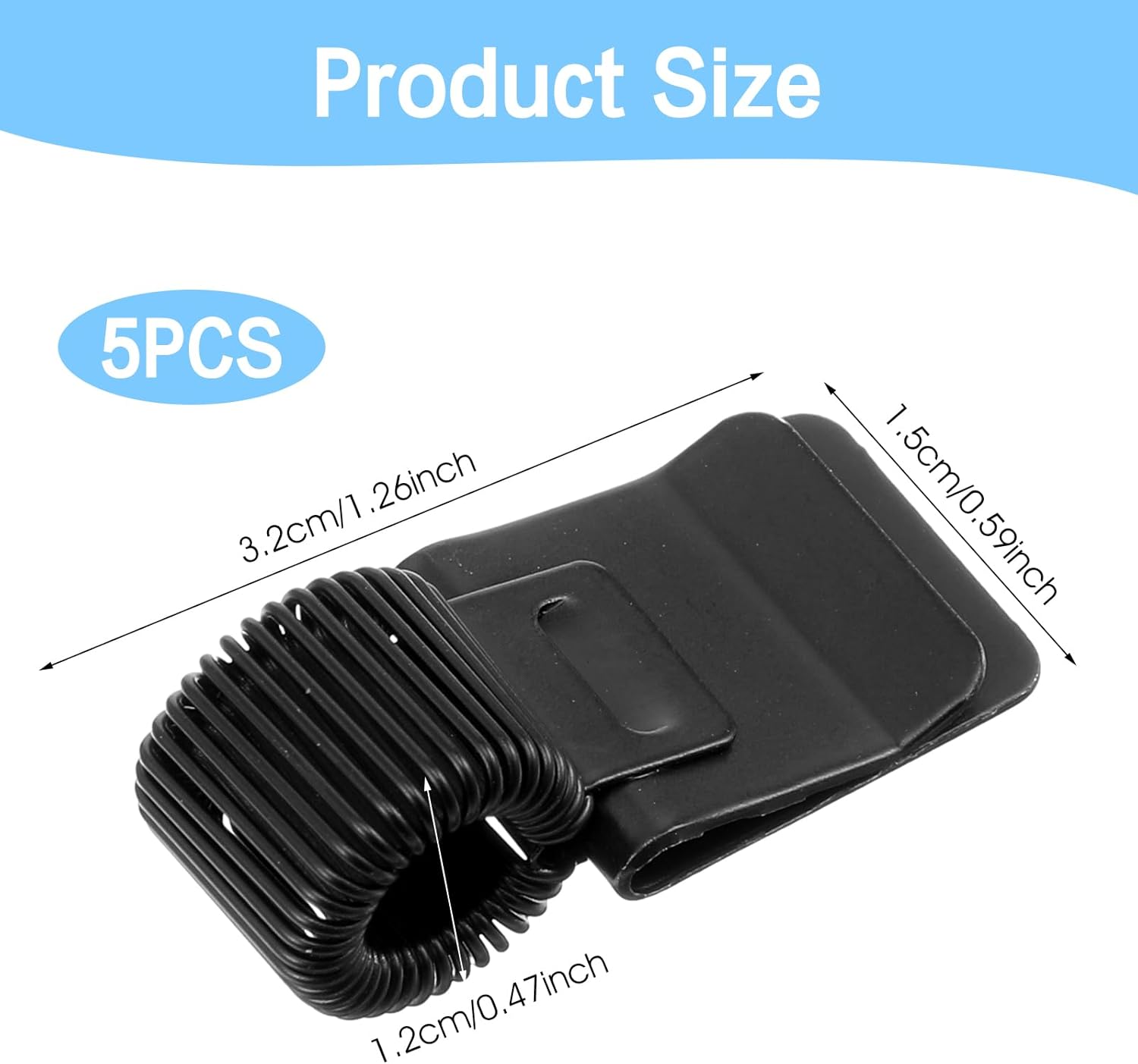 5Pcs Pen Loop Holder, Black Pen Clip Board Holders, Metal Pen Holder Clips with Adjustable Spring Loop, Pen Pencil Holder Organizer, for Notebook and Clipboard in Home, Office, Pocket - Image 2