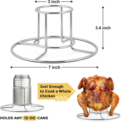 2-Pack Beer Can Chicken Holder for Grill Smoker Oven, Vertical Stainless Steel Beer Butt Chicken Stand for Whole Chicken Roaster, Food Grade & Non-Toxic Rack for Tender and Juicy Chicken - Image 2
