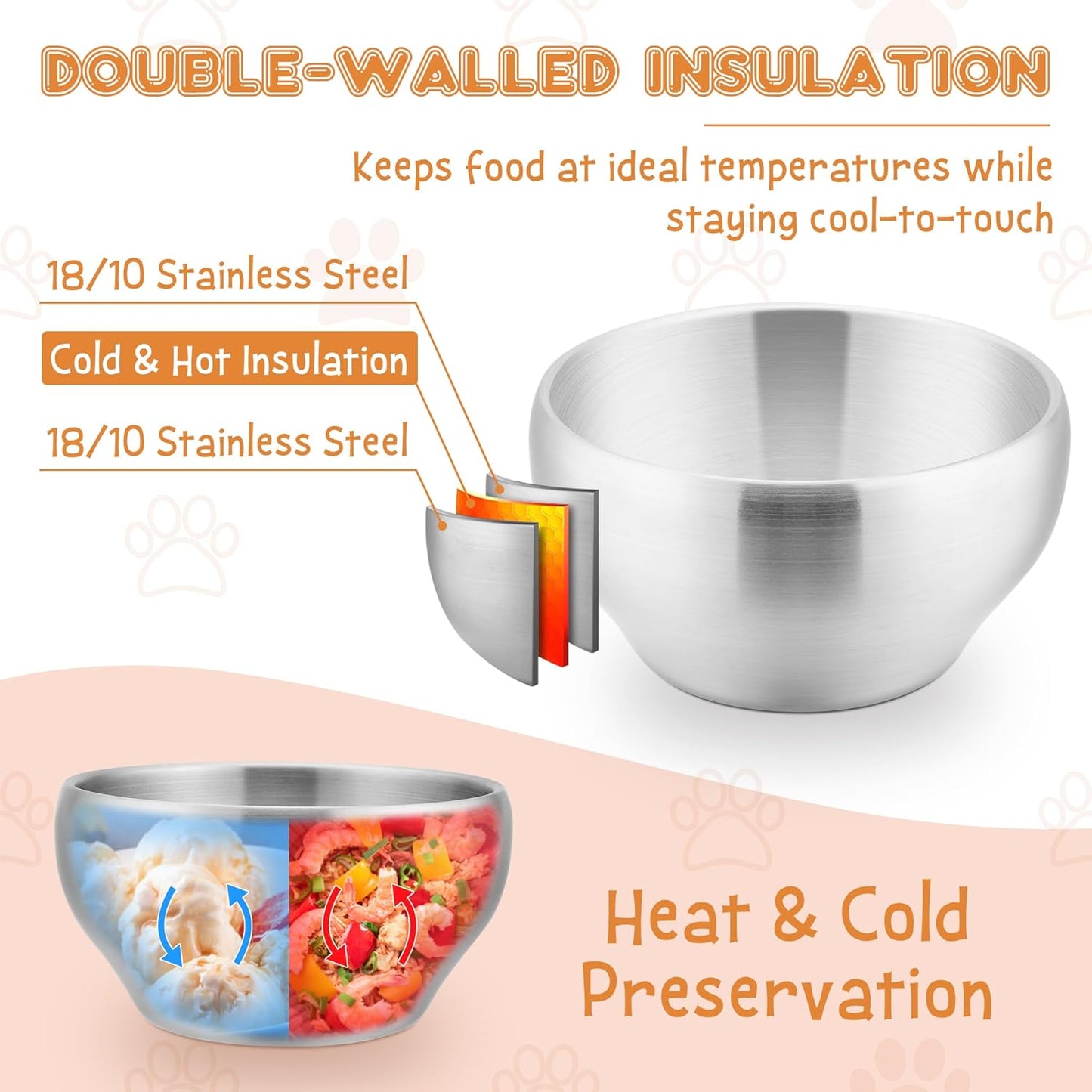 Stainless Steel Bowls for Kids-6 Pack, 12OZ Double Walled Baby Toddler Bowls for Baby Food/Cereal/Snack, 18/10 Non-Toxic Metal & Unbreakable, Dishwasher Safe - Image 3