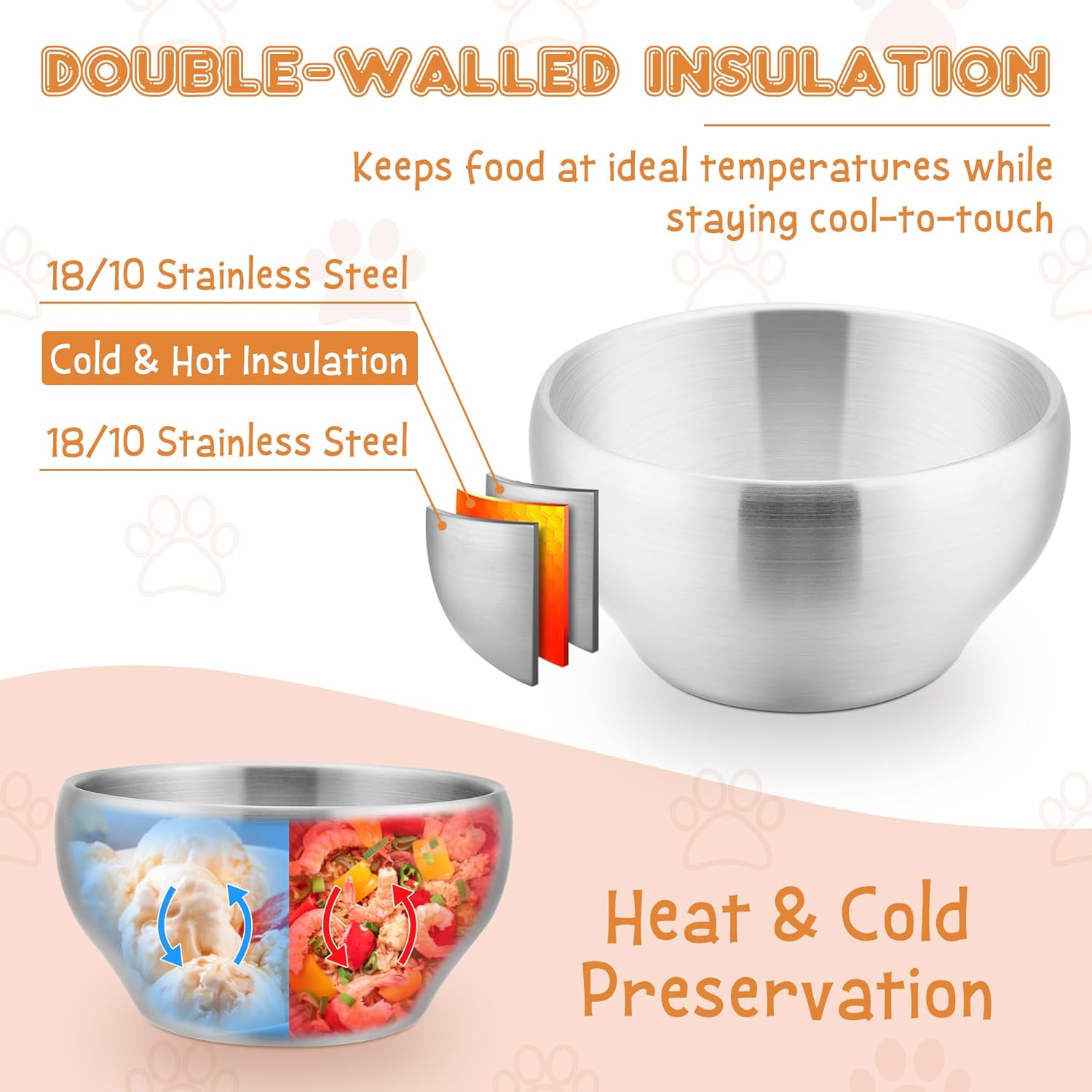 Stainless Steel Bowls for Kids-6 Pack, 12OZ Double Walled Baby Toddler Bowls for Baby Food/Cereal/Snack, 18/10 Non-Toxic Metal & Unbreakable, Dishwasher Safe - Image 3