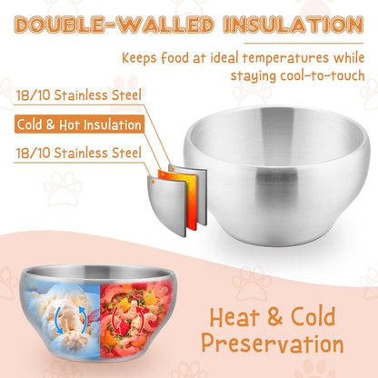 Stainless Steel Bowls for Kids-6 Pack, 12OZ Double Walled Baby Toddler Bowls for Baby Food/Cereal/Snack, 18/10 Non-Toxic Metal & Unbreakable, Dishwasher Safe - Image 3