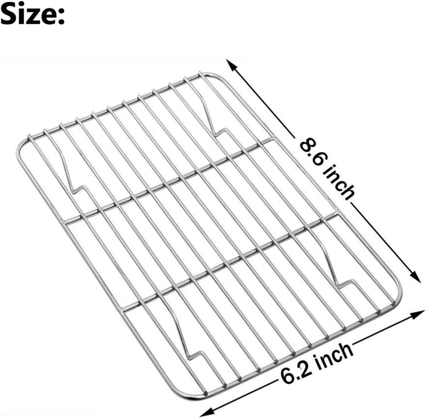 Small Baking Rack Set of 2, Stainless Steel Metal Roasting Cooking Racks, Size – 8.6"x6.2", Non Toxic & Rust Free, Fit for Small Toaster Oven, Dishwasher Safe - Image 2