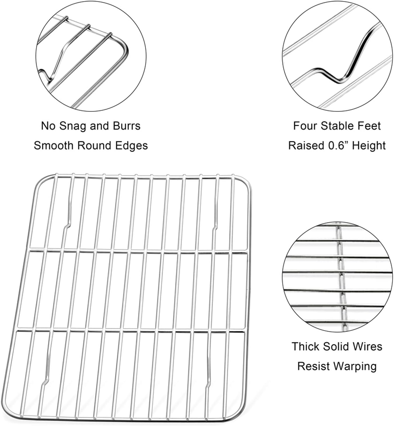 Small Baking Rack Set of 2, Stainless Steel Metal Roasting Cooking Racks, Size – 8.6"x6.2", Non Toxic & Rust Free, Fit for Small Toaster Oven, Dishwasher Safe - Image 3