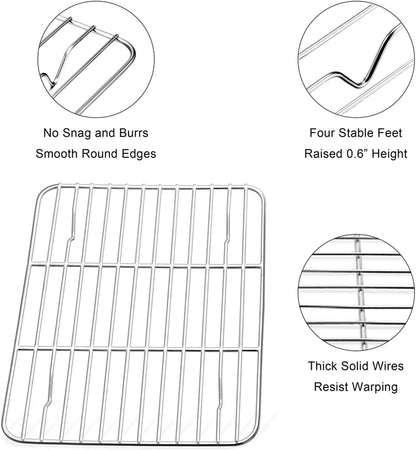 Small Baking Rack Set of 2, Stainless Steel Metal Roasting Cooking Racks, Size – 8.6"x6.2", Non Toxic & Rust Free, Fit for Small Toaster Oven, Dishwasher Safe - Image 3
