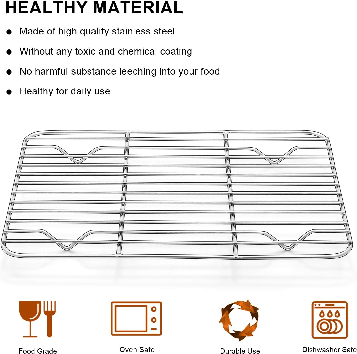 Small Baking Rack Set of 2, Stainless Steel Metal Roasting Cooking Racks, Size – 8.6"x6.2", Non Toxic & Rust Free, Fit for Small Toaster Oven, Dishwasher Safe - Image 4