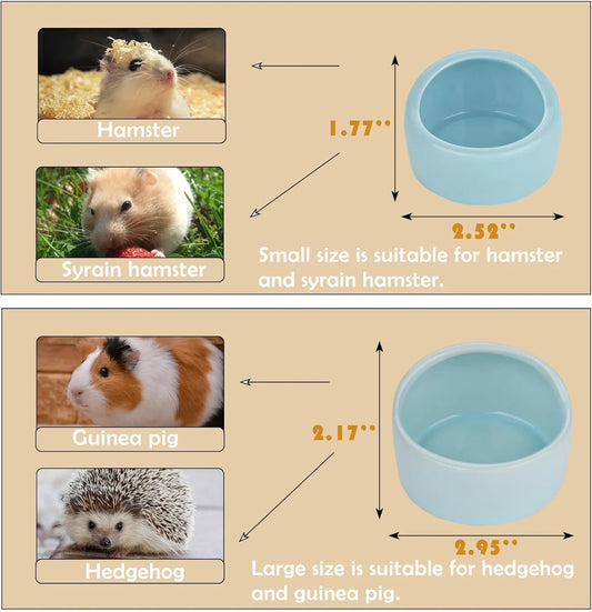 4 Pack Small Hamster Food Bowl Ceramic Guinea Pig Food Dish No Spill Hamster Food and Water Bowl Small Animal Food Bowl for Chinchilla Hedgehog Hamster Gerbil - Pink Blue Yellow and Green - Image 2