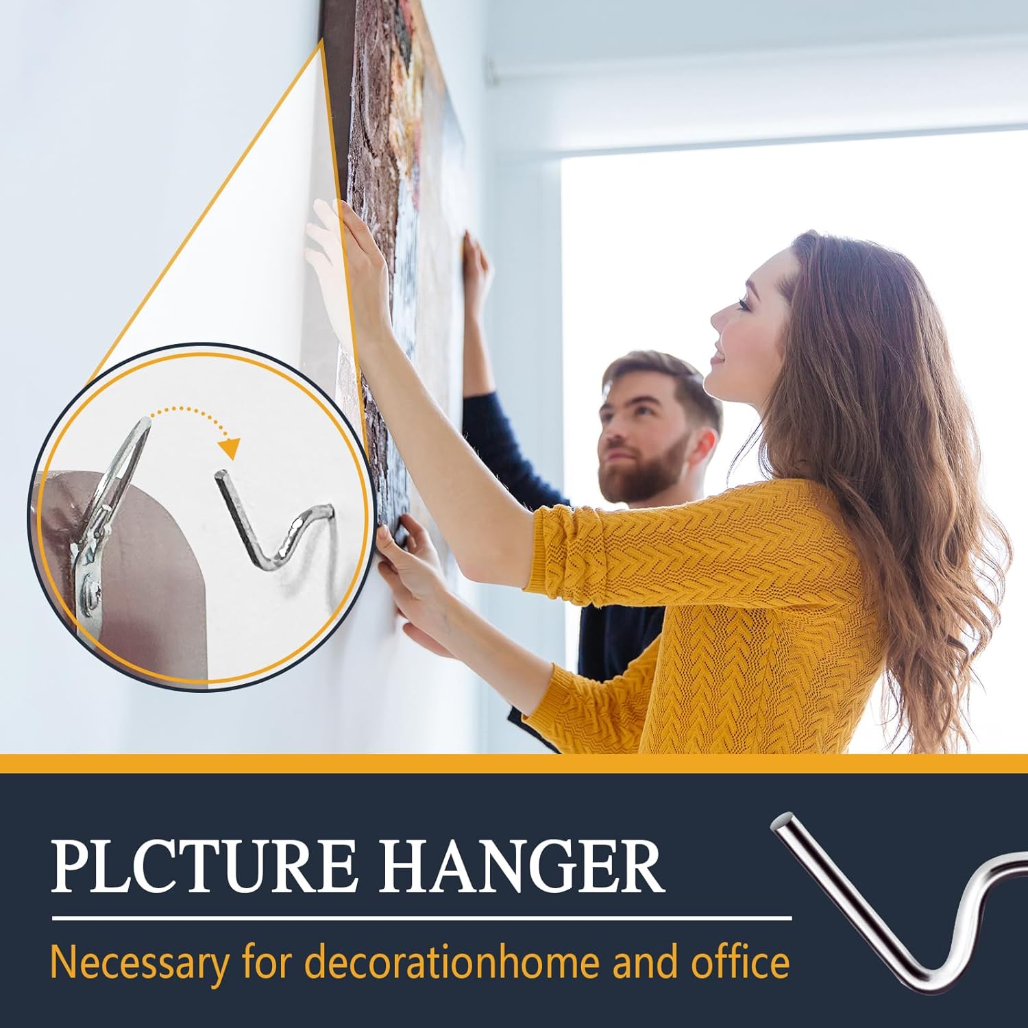 Picture Hanger Super Hook 20PCS,High-Quality Steel Picture Hanger Hercules Hooks,Used for Drywall, Wood Wall, Plaster Wall, can Hang Photos, Art, Clock, Mirror. - Image 2