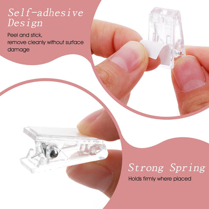 15 Pcs Tapestry Wall Hanging Clips, Self Adhesive Clips Wall Clips Poster Hanger Shower Curtain Clips Double-Sided Adhesive Spring Clips for Blanket Poster Clothing Wall Flag (Clear) - Image 4