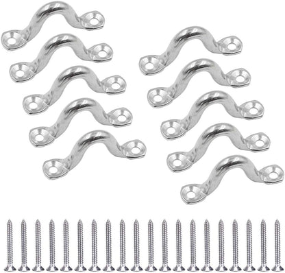 10Pcs M8 316 Stainless Steel Bimini Boat Top PAD Eye, Eye Straps, Tie Down, Kayak Deck Loops, Tie Down Anchor Point, Footman's Loop for Kayak Canoe Rigging