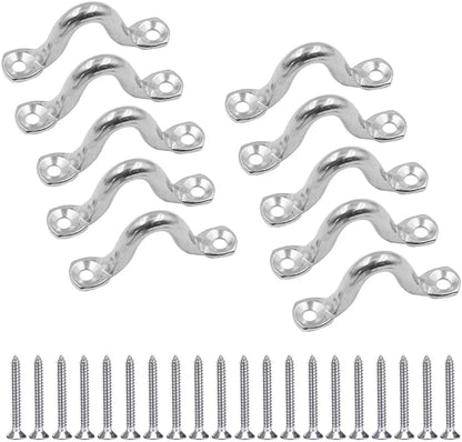 10Pcs M8 316 Stainless Steel Bimini Boat Top PAD Eye, Eye Straps, Tie Down, Kayak Deck Loops, Tie Down Anchor Point, Footman's Loop for Kayak Canoe Rigging