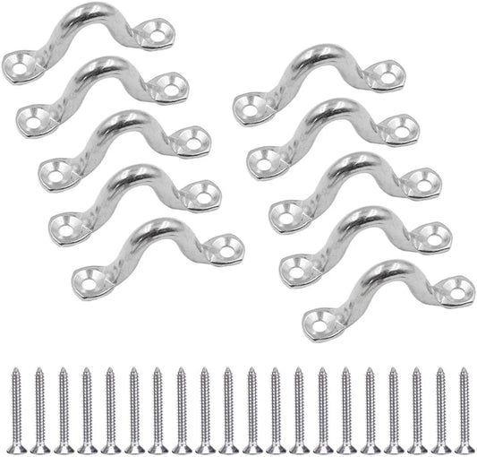 10Pcs M8 316 Stainless Steel Bimini Boat Top PAD Eye, Eye Straps, Tie Down, Kayak Deck Loops, Tie Down Anchor Point, Footman's Loop for Kayak Canoe Rigging