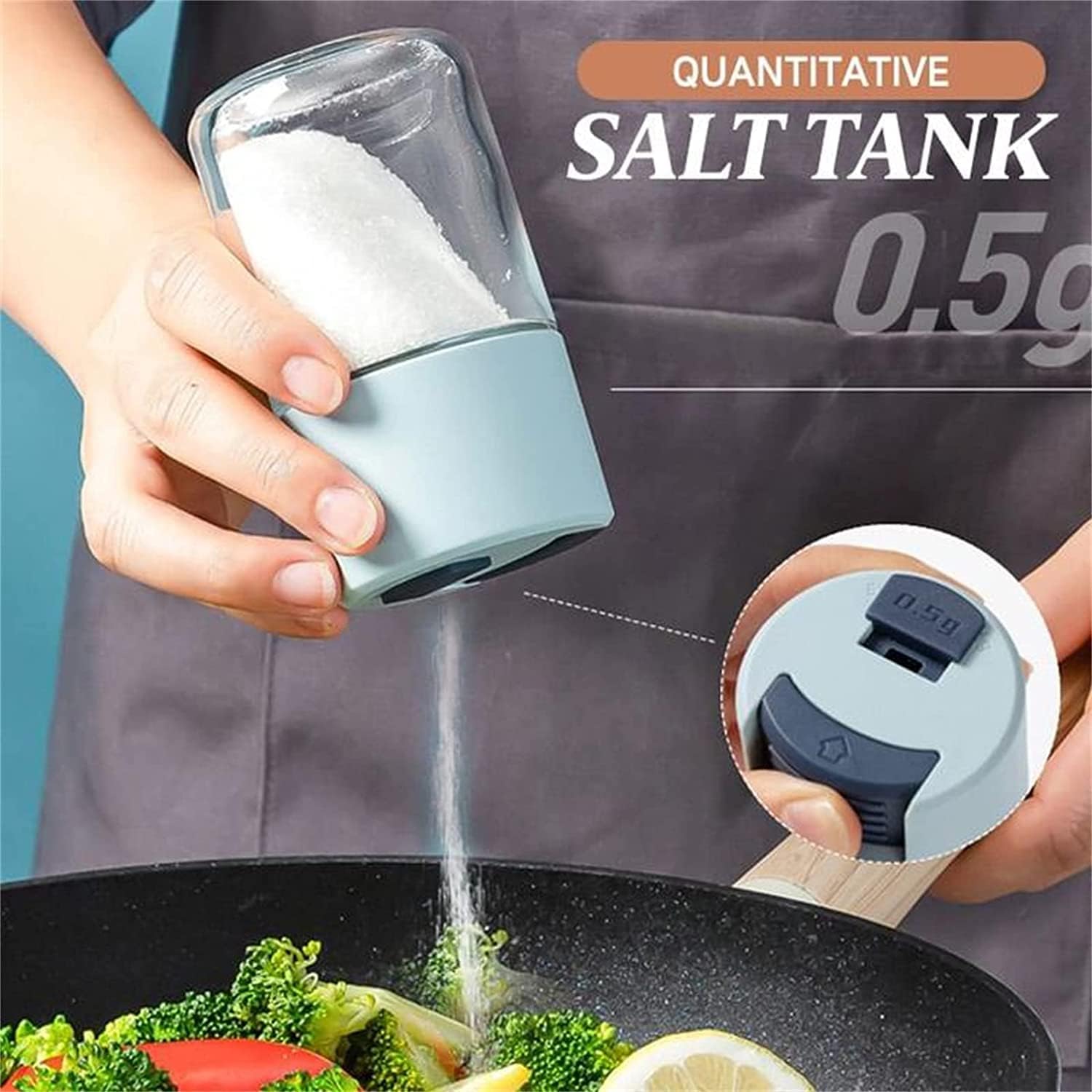 Metering Salt Shaker, Glass Metered Salt Dispenser, Press Type Quantitative Salt Glass Seasoning Bottle, Can Spice Salt Cumin Powder Pepper Shakers BBQ Condiment Seasoning Bottle (Green) - Image 2